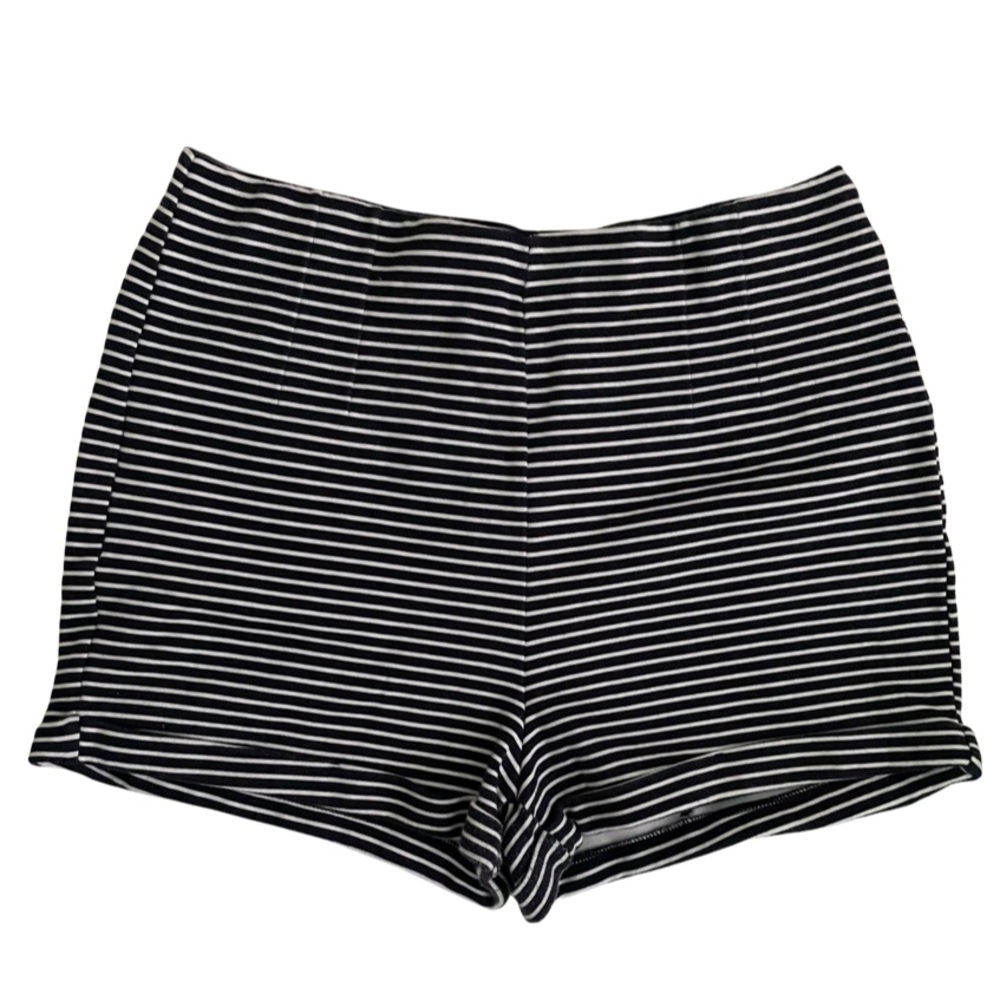 Navy and White Striped Hollister High-waisted Shorts